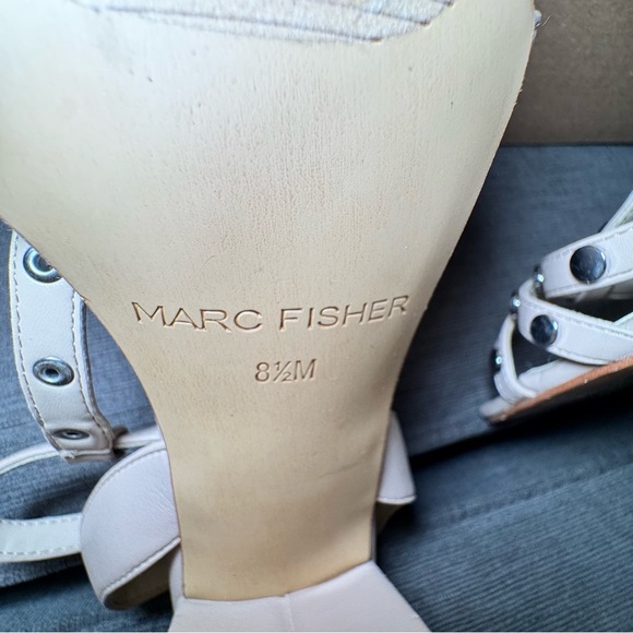 Marc Fisher Quilon Nude and Silver Studded Block Heeled Sandals - Picture 7 of 7